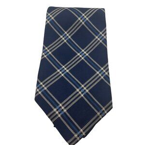 Lauren Ralph Lauren Blue Plaid Silk Tie Made In USA Classic Old Money Preppy